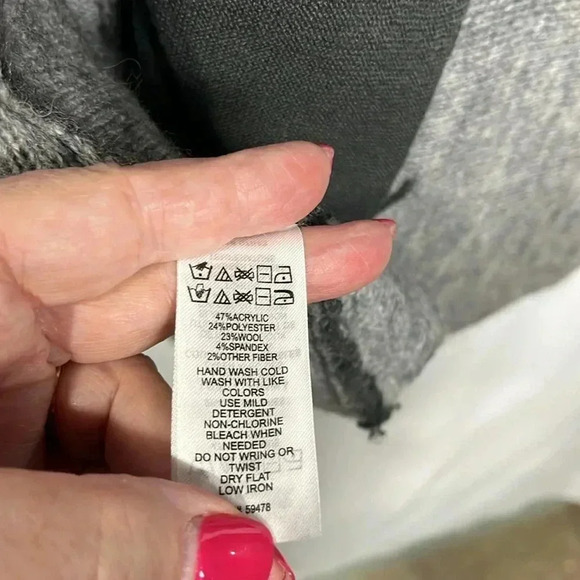 Nanette Lepore Cardigan Gray L Open Front Shawl Collar Pockets Soft 23% Wool EUC - Picture 7 of 11